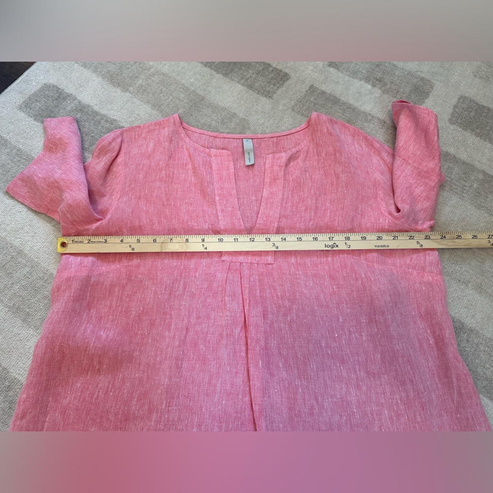 Studio 412 Women’s Linen V-Neck Pullover Short Sleeve Tunic Pink (Size XL) - Picture 7 of 7